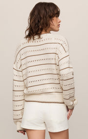 Savelo Darby Stripe Pointelle Sweater