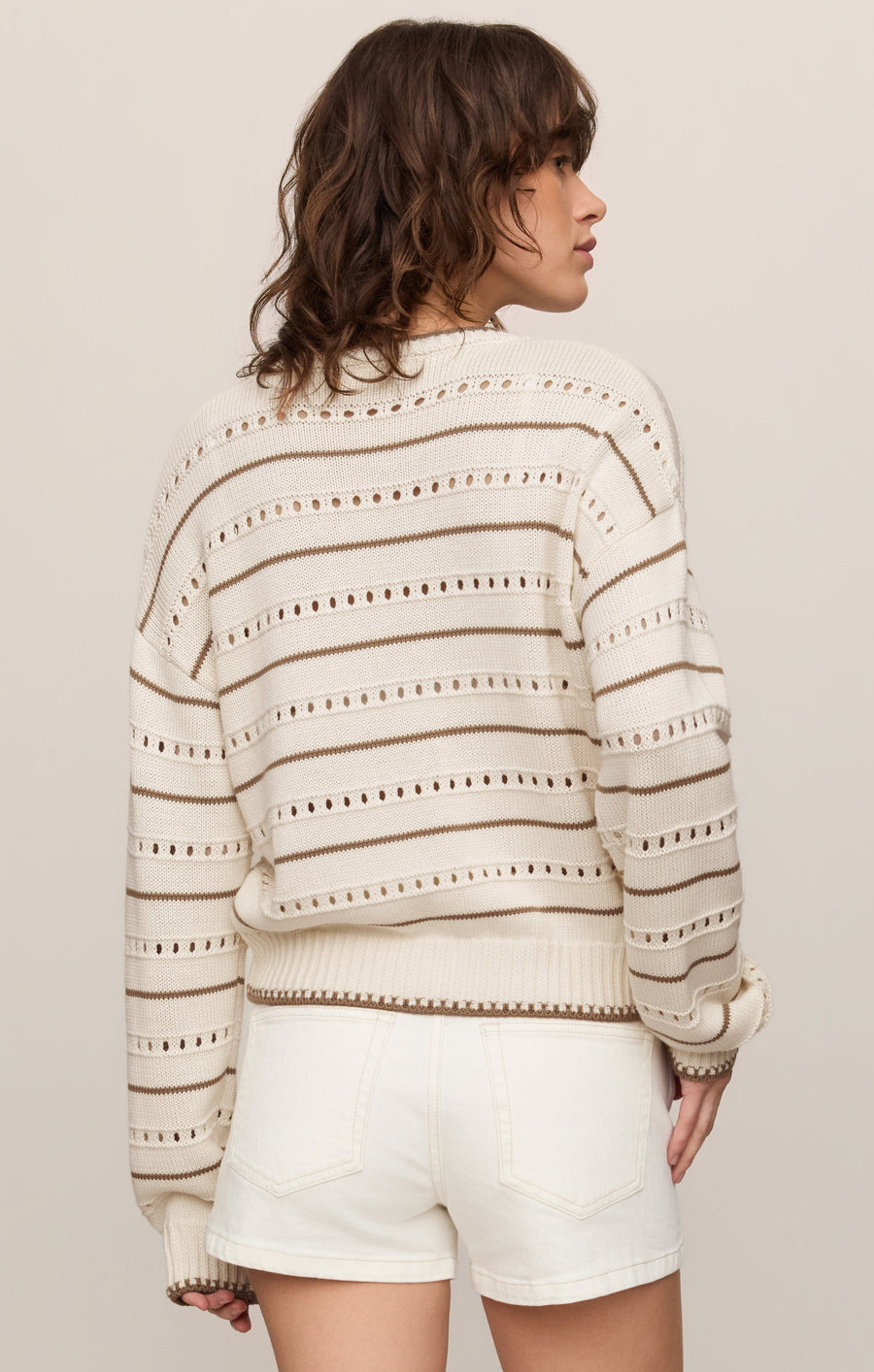 Savelo Darby Stripe Pointelle Sweater