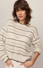 Savelo Darby Stripe Pointelle Sweater