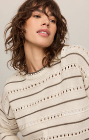 Savelo Darby Stripe Pointelle Sweater