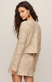 Savelo Cressa Cropped Crochet Cardigan
