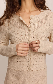 Savelo Cressa Cropped Crochet Cardigan