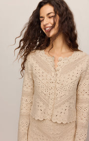 Savelo Cressa Cropped Crochet Cardigan