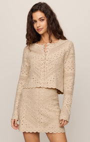 Savelo Cressa Cropped Crochet Cardigan