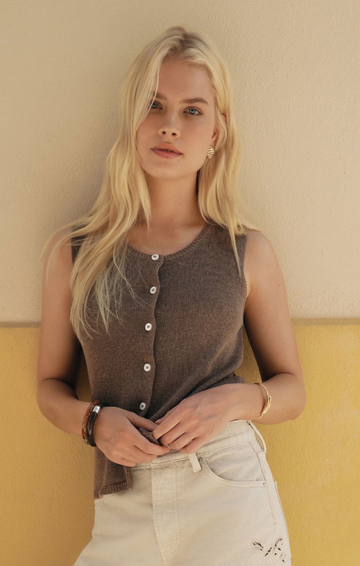 Savelo Syd Linen Knit Tank Vest